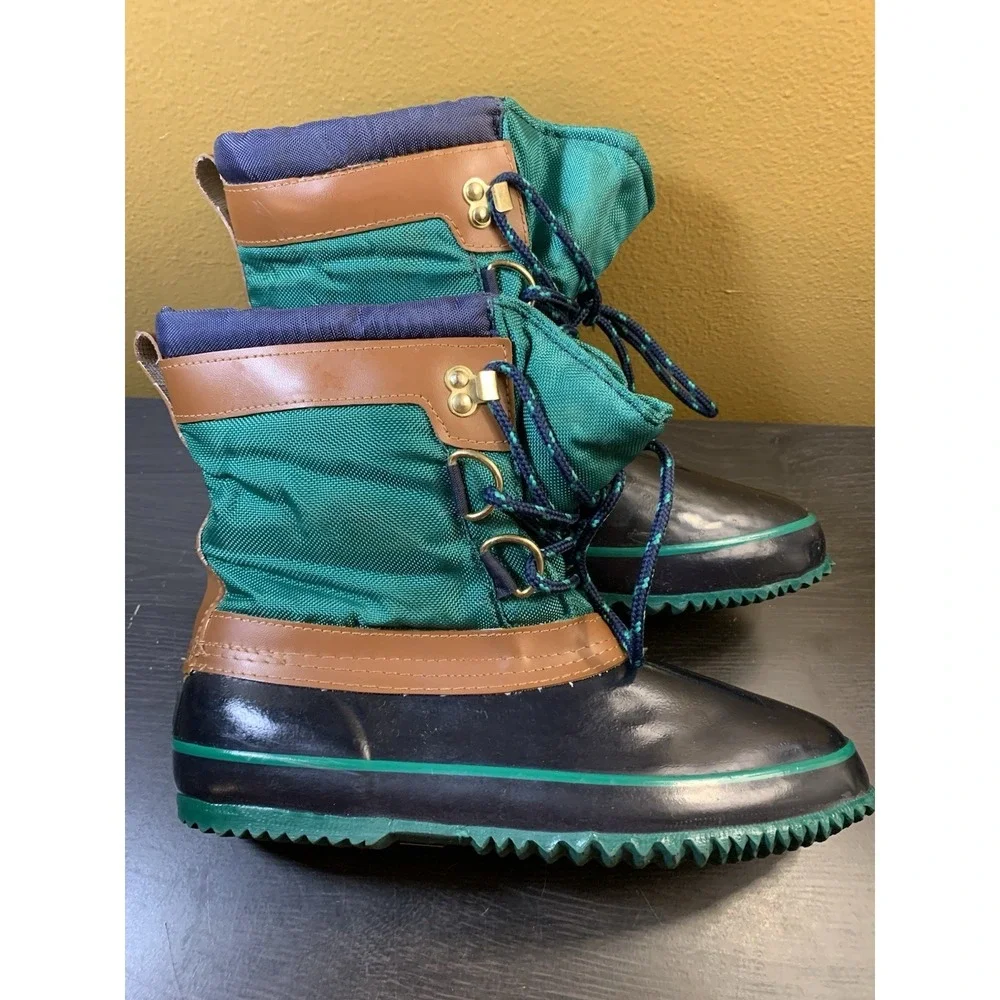 Vintage Colorado Navy Green Color Block Snow Duck Boots Women's Size‎ 7